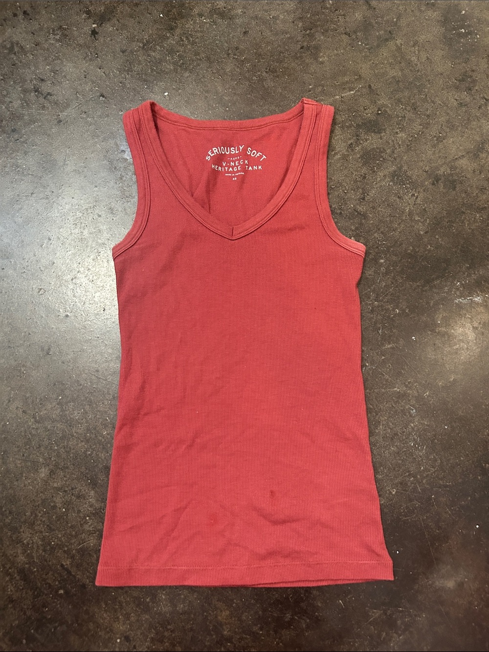 Aeropostale Brick Red V-Neck Ribbed Tank